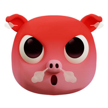 Very Angry Pig Emoji  3D Icon