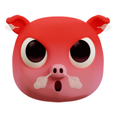 Very Angry Pig Emoji  3D Icon