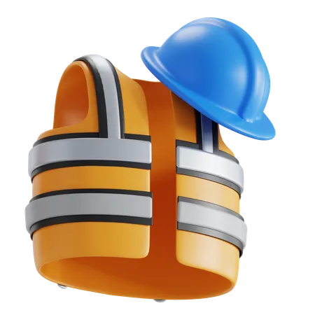 조끼와 헬멧  3D Icon