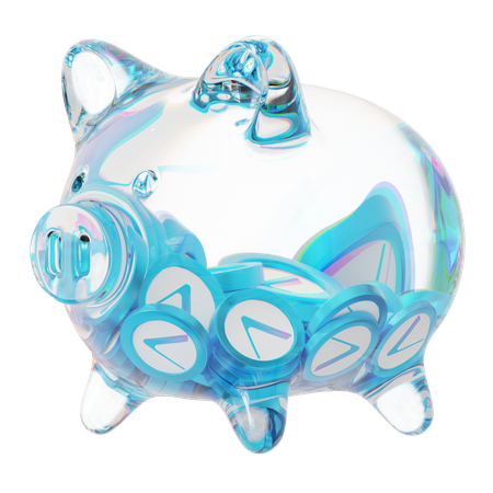 Vet Clear Glass Piggy Bank With Decreasing Piles Of Crypto Coins  3D Icon