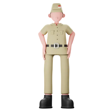 Veteran indonesian  3D Illustration