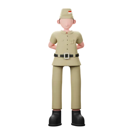 Veteran indonesian  3D Illustration