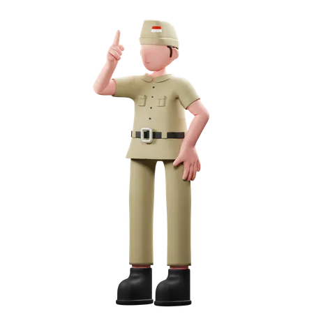 Veterano indonésio  3D Illustration