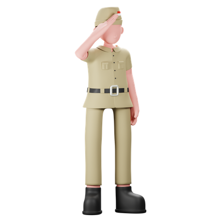 Veterano indonesio  3D Illustration