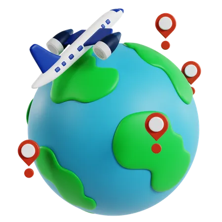 Aventura de viagem global  3D Icon