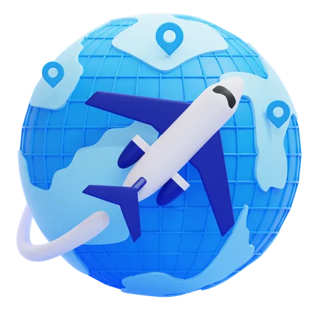 Viagem de avião  3D Icon