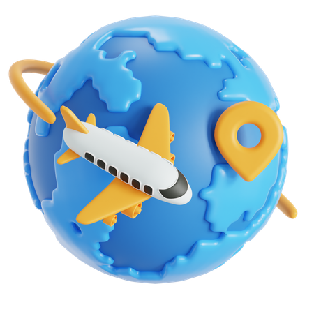 Viajando en avión  3D Icon