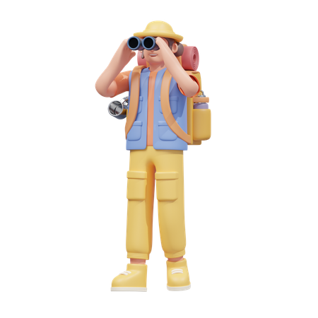 Viajante com binóculos  3D Icon