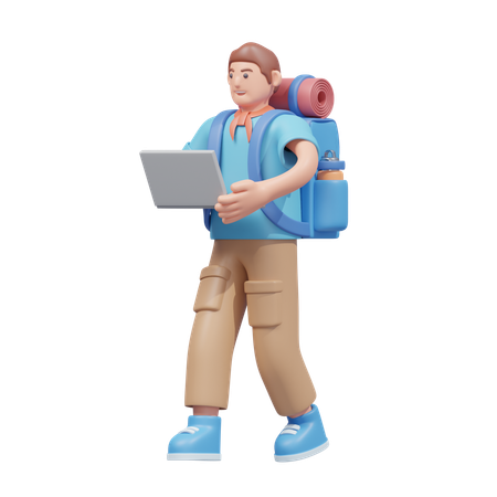 Viajante com laptop  3D Icon