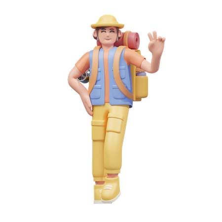 Viajante dando um sinal de paz  3D Icon