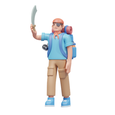 Viajante vestido de pirata  3D Icon