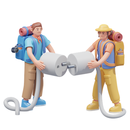 Plugue de conexão de viajantes  3D Illustration