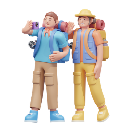 Viajantes tirando uma selfie  3D Icon