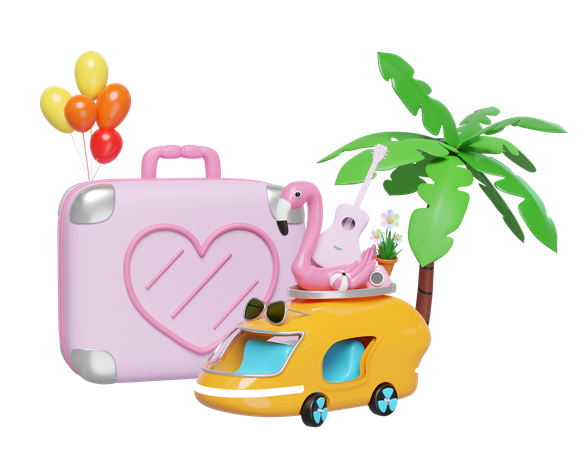 Viaje a la playa  3D Icon