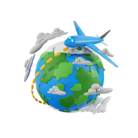 Viaje internacional  3D Icon