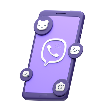 스마트폰에서 viber  3D Icon