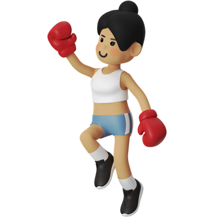 Fille de boxe victorieuse  3D Illustration
