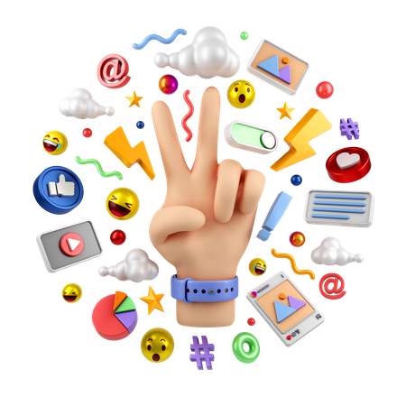 Victoria del marketing en redes sociales  3D Icon