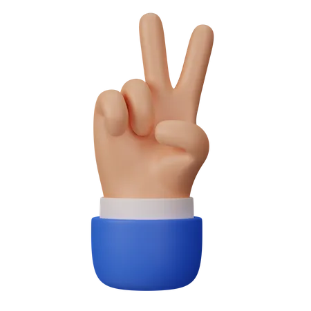 Victory Hand In A Blue Jacket With A White Cuff 3D Illustration