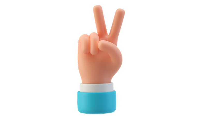 Victory hand gesture 3D Illustration