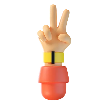 Victory Hand Gesture  3D Icon