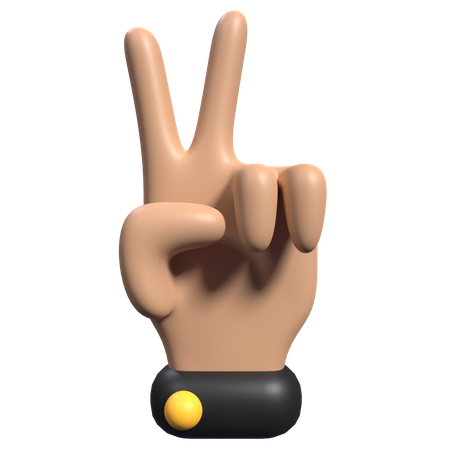 Victory Hand Gesture  3D Icon