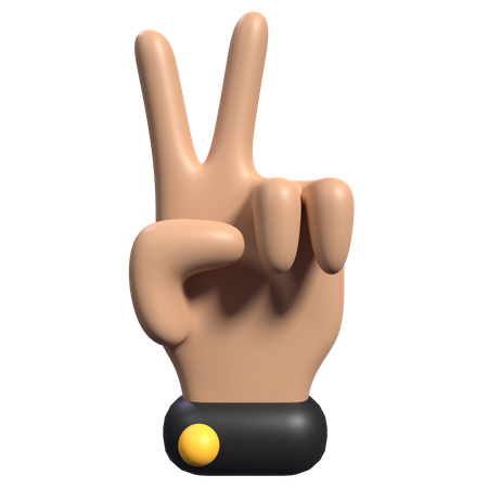 Victory Hand Gesture 3D Icon