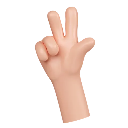 3 D Cartoon Character Hand Gesture Counting On Fingers Hand Gesture Number Three The Thumb Icon Isolated On Pink Background 3 D Rendering Illustration Clipping Path 3D Icon