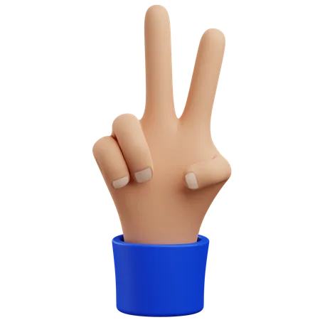 3 D Victory Hand Gesture With Isolated Background 3D Icon