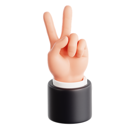 Victory Sign Hand Gesture  3D Icon