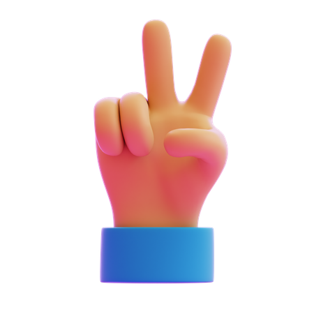 Victory Sign Hand Gesture  3D Icon