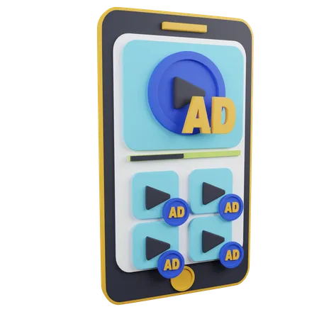 Video Ad 3 D Icon Contains PNG BLEND GLTF And OBJ Files 3D Icon