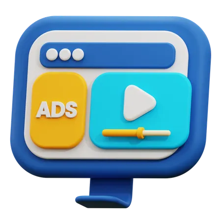 3 D Video Ads Icon 3D Icon