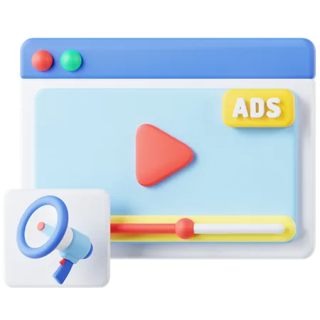 Video Ads 3 D Icon 3D Icon