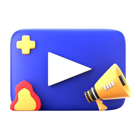 Video Button With Megaphone  3D Icon