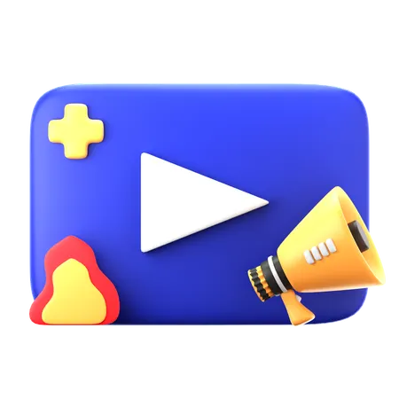 Video Button With Megaphone  3D Icon