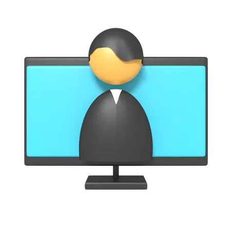 Icon Profile On Monitor Screen Of 3 D Rendering 3D Icon