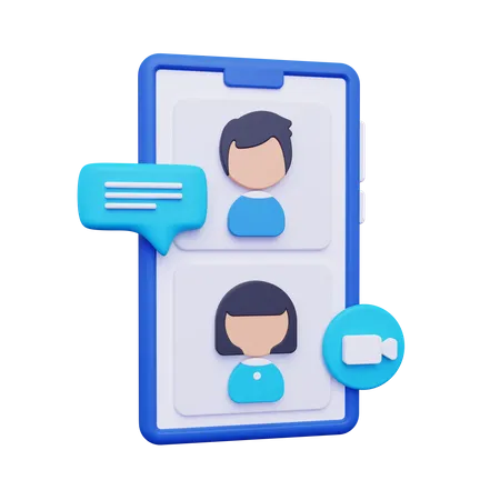 Video call using mobile  3D Illustration