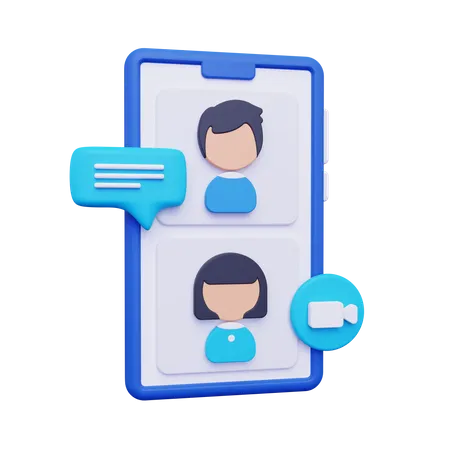 Video call using mobile 3D Illustration