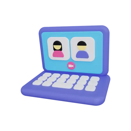 Video call via laptop  3D Illustration