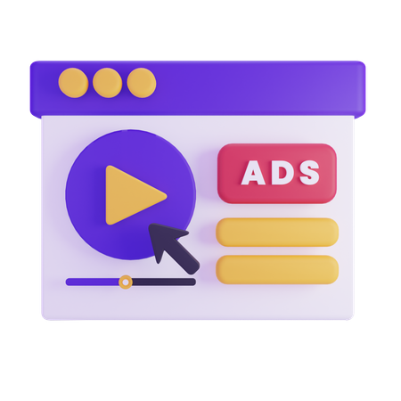 Video Channel Ads  3D Icon