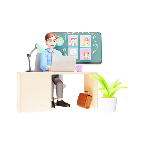 Video Conferencing  3D Illustration