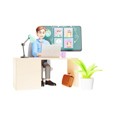 Video Conferencing  3D Illustration