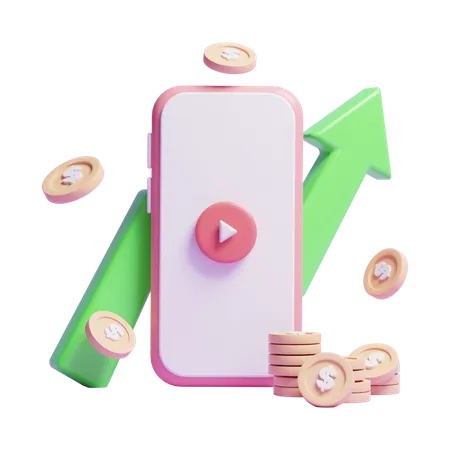 Crecimiento de vídeo  3D Icon