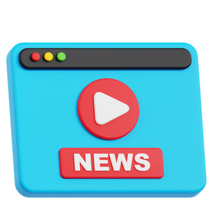 Vídeo de noticias en línea  3D Icon