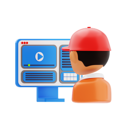 動画編集者  3D Icon