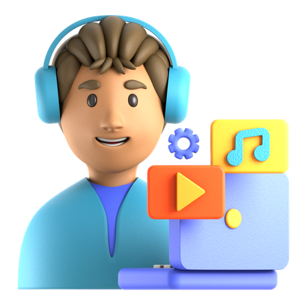 動画編集者  3D Icon