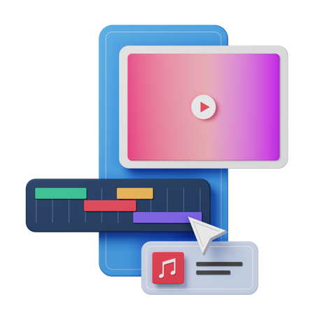 Video editor app Interface  3D Illustration