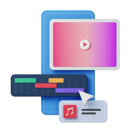 Video editor app Interface  3D Illustration