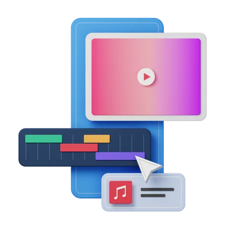 Video editor app Interface 3D Illustration